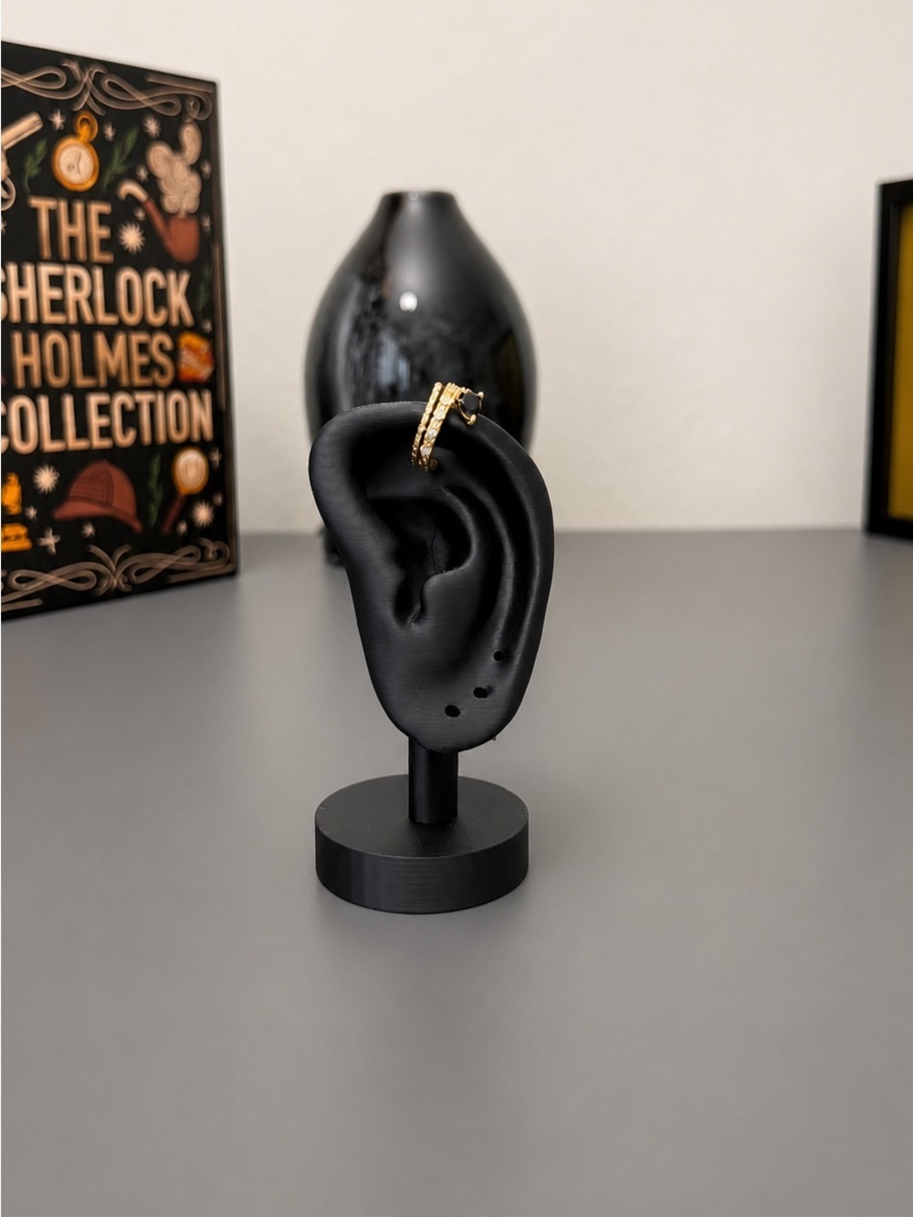 Gold Tone Black Stone Snake Ear Cuff CZ Wrap Ear Cuff Adjustable No Piercing New